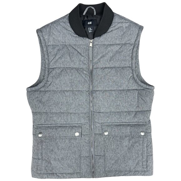 EUC Men's H&M Puffer Zip Vest Quilted Gray | 38 R - Picture 1 of 10